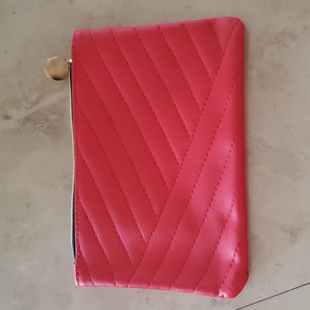 **SALE**Faux Red Leather Cosmetic Bag nwot